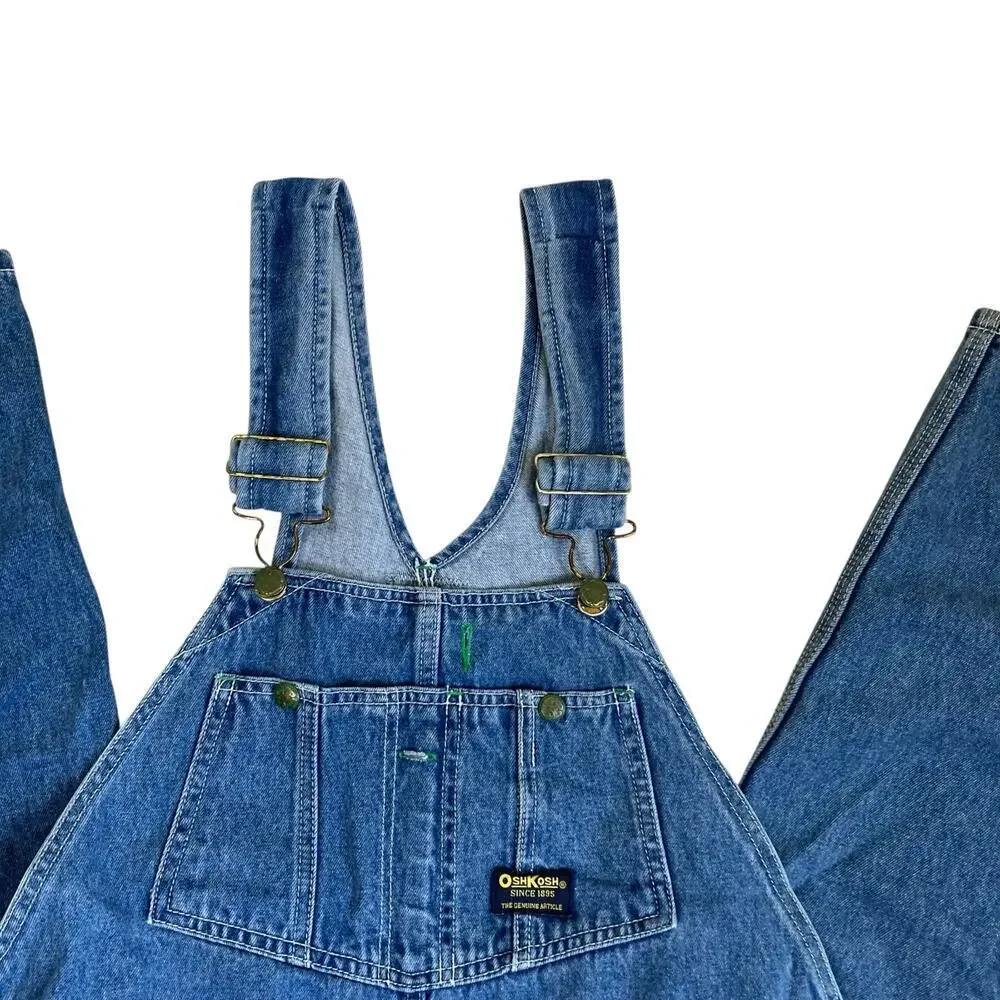 Oshkosh Mens Sz 38 Vintage Denim Carpenter Bib Overalls Vestback Med Wash